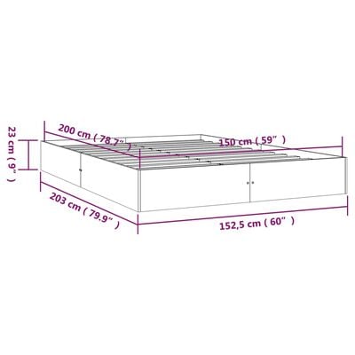 vidaXL Rúmgrind án Dýnu Hvít Gegnheil Viður 150x200cm King Size