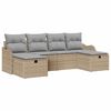 vidaXL Gar&eth;s&oacute;fa sett me&eth; p&uacute;&eth;i 6 pcs Drapplita&eth;ur p&oacute;l&yacute;rattan