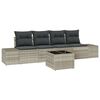 vidaXL S&oacute;fasett me&eth; p&uacute;&eth;i me&eth; kodda 5 pcs Lj&oacute;sgr&aacute;r p&oacute;l&yacute;rattan