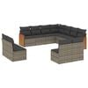 vidaXL 11 Hluta Gar&eth;s&oacute;fasett me&eth; Sessum Gr&aacute;r P&oacute;l&yacute;rattan