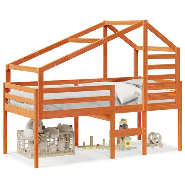 vidaXL Hásvefn Rúm án Dýnu Vaxbrún 90x200 cm Gegnheil Fura