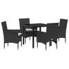 vidaXL Gar&eth;ur bor&eth;sett me&eth; p&uacute;&eth;i 5 pcs Svartur p&oacute;l&yacute;rattan