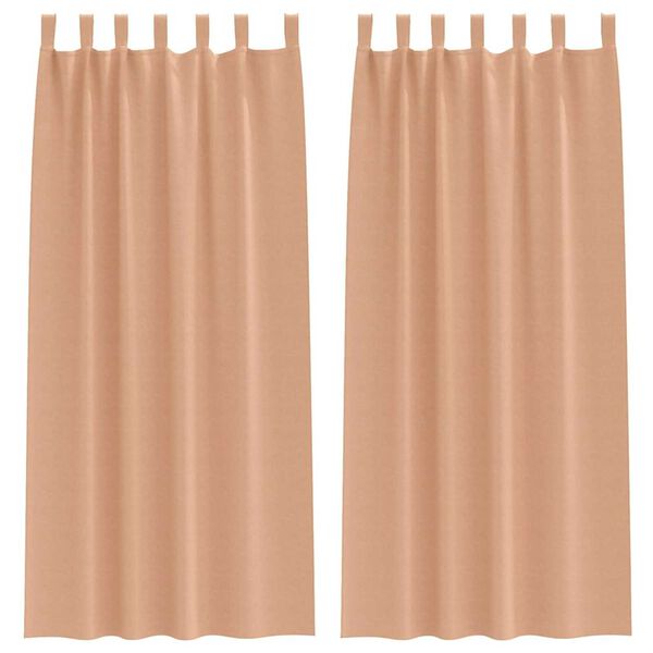 vidaXL Svartgard&iacute;nur me&eth; hringjum 2 pcs L&eacute;tt br&uacute;nt 225 x 140 cm