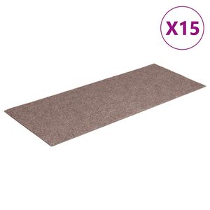 vidaXL Stigamottur sj&aacute;lfl&iacute;mandi 15 stk 60x25 cm lj&oacute;sbr&uacute;nar r&eacute;tthyrndar