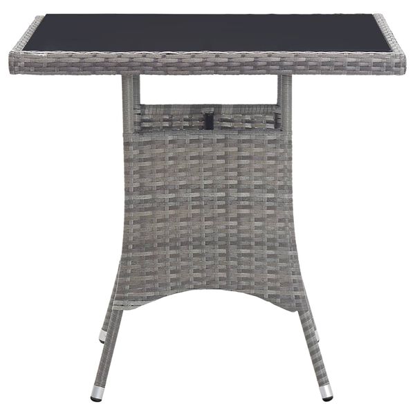 vidaXL Garðborð Grátt 80x80x74 cm Pólýrattan