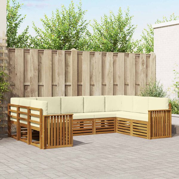 vidaXL S&oacute;fasett me&eth; p&uacute;&eth;i 9 pcs N&aacute;tt&uacute;rulegt og Krem Hrein akas&iacute;utr&eacute;