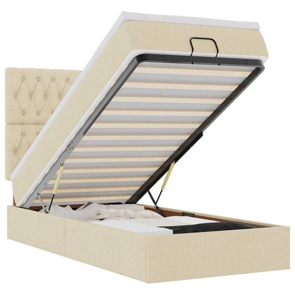 vidaXL Ottoman r&uacute;mgrind me&eth; d&yacute;nukremi 90x190 cm Efni