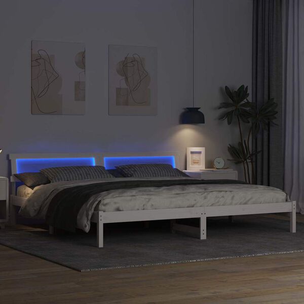 vidaXL Ramsv&iacute;k me&eth; h&ouml;fu&eth;gafl Hv&iacute;tt 200 x 200 cm Solid furuhikk