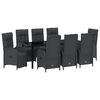 vidaXL Gar&eth;ur bor&eth;sett me&eth; p&uacute;&eth;i 9 pcs Svartur p&oacute;l&yacute;rattan