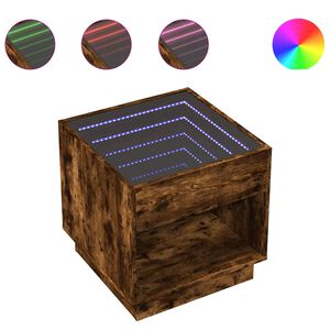 vidaXL S&oacute;fabor&eth; me&eth; &Oacute;endanleika LED Reykt&oacute;na Eikarlitur 50x50x50 cm