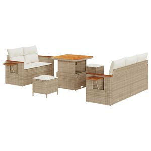 vidaXL Gar&eth;s&oacute;fa sett me&eth; p&uacute;&eth;i 10 pcs Beige og krem p&oacute;l&yacute;rattan
