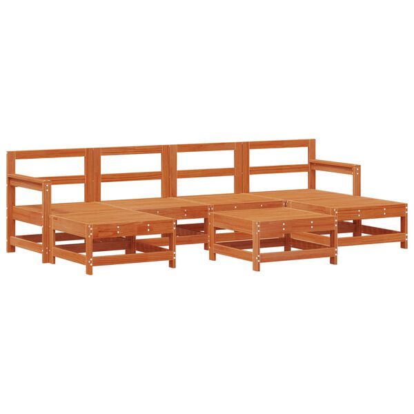 vidaXL Gar&eth;setustofa 7 pcs VaxBr&uacute;nn Mass&iacute;ft furuvi&eth;