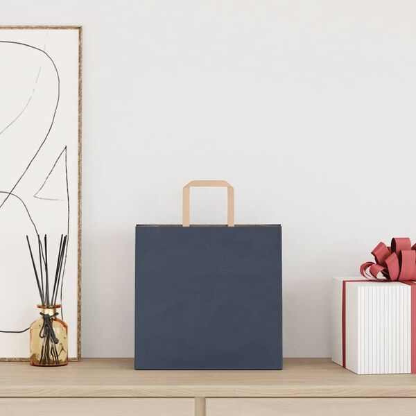 vidaXL Papp&iacute;rspokar 50 stk me&eth; Handf&ouml;ngum Bl&aacute;ir 26x17x25 cm