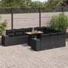 vidaXL 10 bita gar&eth;s&oacute;fasett me&eth; p&uacute;&eth;um Black Poly Rattan Acacia