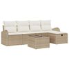 vidaXL Gar&eth;s&oacute;fa sett me&eth; p&uacute;&eth;i 6 pcs Drapplita&eth;ur Poly rattan