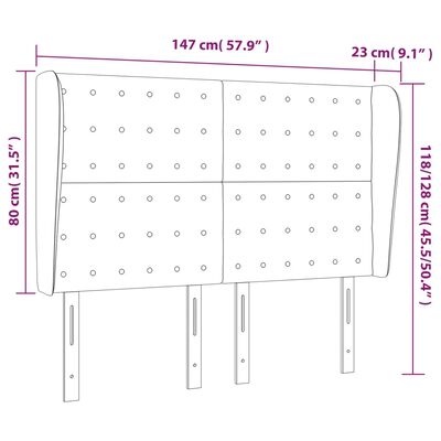 vidaXL Höfðagafl með Eyrum 147x23x118/128 cm Svört Gervileður