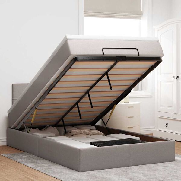 vidaXL Ottoman r&uacute;m me&eth; d&yacute;nu Taupe 120x200 cm Efni