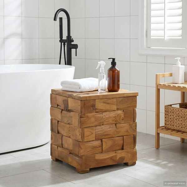 vidaXL Geymslust&oacute;ll Br&uacute;nn 40 x 40 x 45 cm Solid teak vi&eth;ur