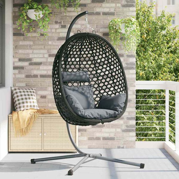 vidaXL Hangandi eggjast&oacute;ll anthracite and black 104 x 100 x 191 cm