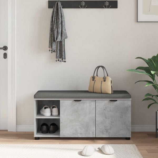 vidaXL Hallarbekk SteyptGr&aacute;r 100 x 38 x 46 cm Virkur tr&eacute; og d&uacute;kur