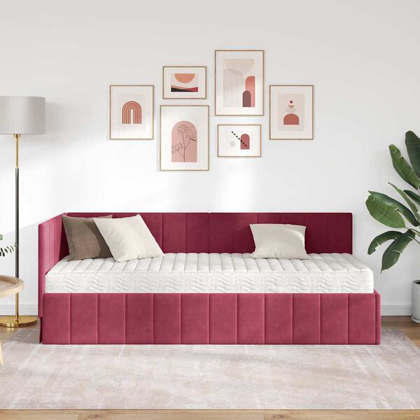 vidaXL Hornarúm rammi með dýnu með dýnu 2 pcs Grænn Flauel