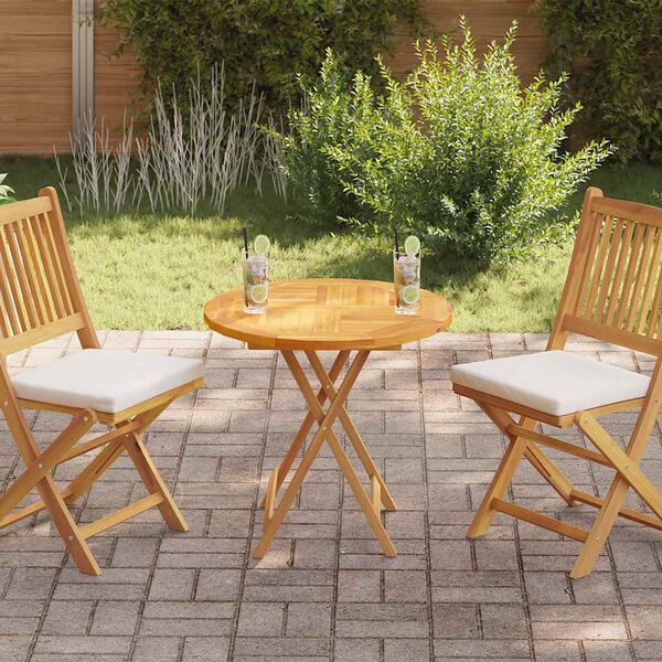 vidaXL Bor&eth;plata Gegnheill Tekkvi&eth;ur Hringlaga 2,5 cm 70 cm