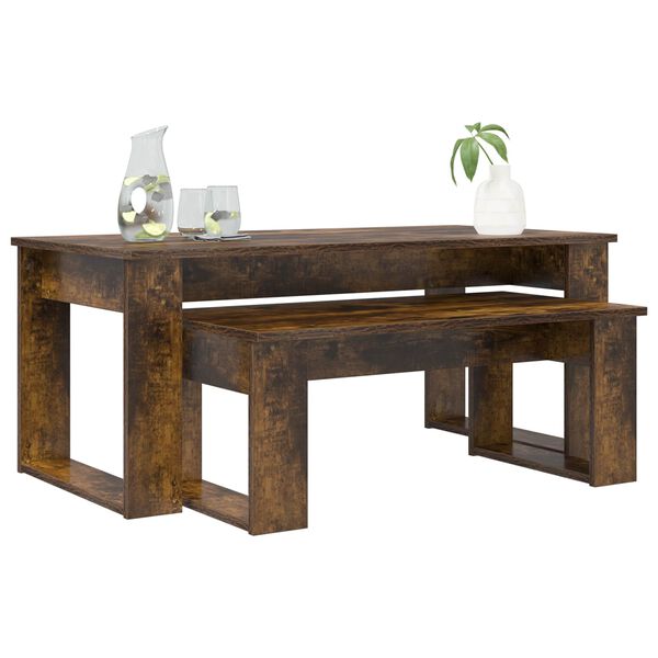 vidaXL Kaffibor&eth;set 2 pcs Rau&eth;-eik Samsettur vi&eth;ur