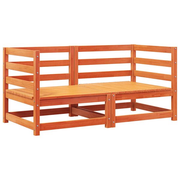 vidaXL Gar&eth;horns&oacute;faeiningar me&eth; Sessum 2 stk. Vaxbr&uacute;n Gegnheil Fura