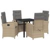 vidaXL Gar&eth;ur bor&eth;sett me&eth; p&uacute;&eth;i 5 pcs Drapplita&eth;ur p&oacute;l&yacute;rattan