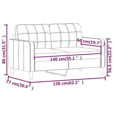 vidaXL 2-Sæta Sófi Rjóma 140 cm Gervileður