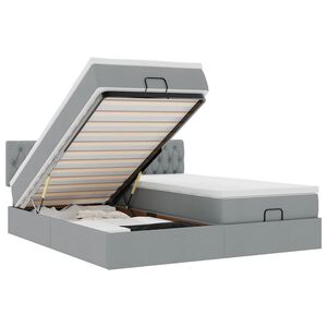 vidaXL Ottoman r&uacute;mgrind me&eth; d&yacute;num Lj&oacute;sgr&aacute;r 160x200cm Efni