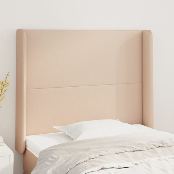 vidaXL Höfðagafl með Eyrum 93x16x118/128 cm Kaffibrúnn Gervileður