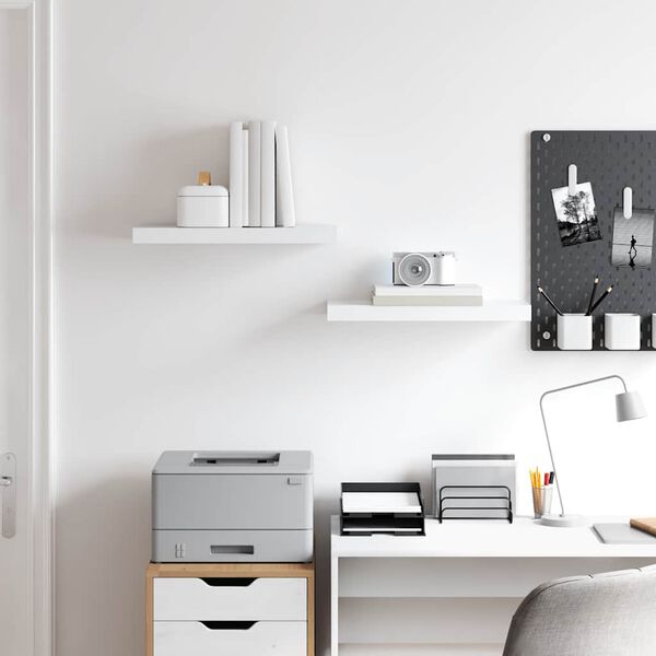 vidaXL Vegghengdar Hillur 2 stk. Hv&iacute;tar 50x23x3,8 cm MDF