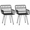 vidaXL Gar&eth;st&oacute;lar 2 stk. me&eth; Armhv&iacute;lu Svartur 56x64x80 cm PE Rattan