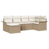 vidaXL Gar&eth;s&oacute;fa sett me&eth; p&uacute;&eth;i 6 pcs Drapplita&eth;ur p&oacute;l&yacute;rattan