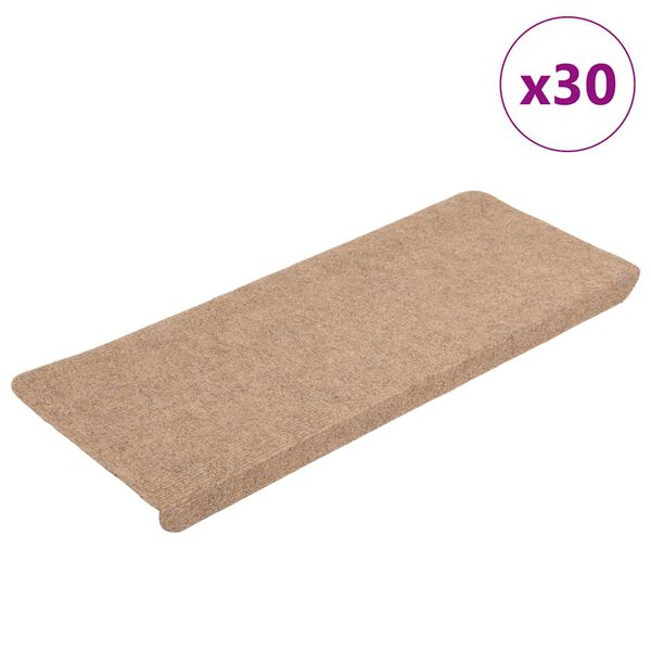 vidaXL Stigamottur Sj&aacute;lfl&iacute;mandi 30 stk Beige 65x24,5x3,5 cm