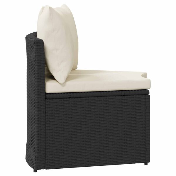 vidaXL S&oacute;fasett 2 pcs Svartur Solid Acacia tr&eacute; og p&oacute;l&yacute; rattan