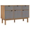 vidaXL Skenkur OTTA Br&uacute;nn og Gr&aacute;r 114x43x73,5 cm Gegnheil Fura