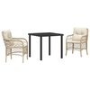 vidaXL Gar&eth;ur bor&eth;sett me&eth; p&uacute;&eth;i 3 pcs Drapplita&eth;ur p&oacute;l&yacute;rattan