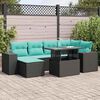vidaXL 9 stykki gar&eth;s&oacute;fasett me&eth; p&uacute;&eth;um Black Poly Rattan Acacia