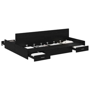 vidaXL R&uacute;mgrind me&eth; geymslur&yacute;mi me&eth; h&ouml;fu&eth;gafl Svartur Eik 160 x 200 cm