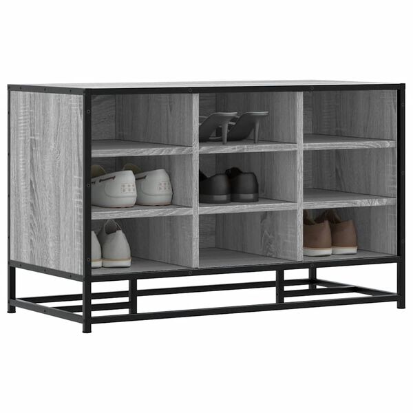 vidaXL skóbekkur Grár Sonoma 84x40x53,5 cm Hannaður viður og málmur