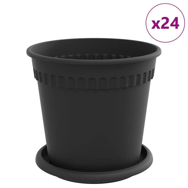 vidaXL Pl&ouml;ntupottar 24 pcs Svartur &Oslash; 17 x 14 cm Plast