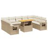 vidaXL 10 Hluta Gar&eth;s&oacute;fasett me&eth; Sessum Drappa&eth; P&oacute;l&yacute;rattan