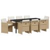 vidaXL Gar&eth;ur bor&eth;sett 9 pcs Drapplita&eth;ur p&oacute;l&yacute;rattan