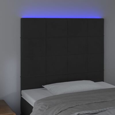 vidaXL LED höfuðgafl Svart 100x5x118/128 cm Flauel