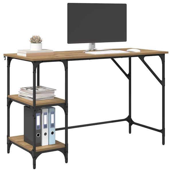 vidaXL Skrifbor&eth; Artisan Eik 120 x 50 x 75 cm Samsettur vi&eth;ur