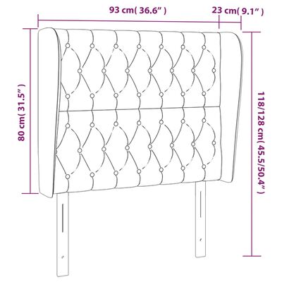 vidaXL Höfðagafl með Eyrum 93x23x118/128 cm Ljósgrátt Efni