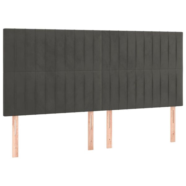 vidaXL H&ouml;fu&eth;gafl d&ouml;kkgr&aacute;r 160x5x118/128 cm flauel