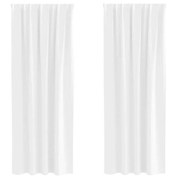 vidaXL Svartgard&iacute;nur me&eth; hringjum 2 pcs Hreint Hv&iacute;tt 245 x 140 cm